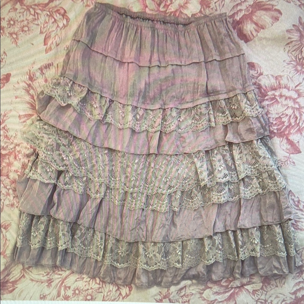 Elegant Lace Tiered Skirt - Purple